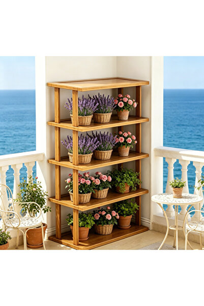 LINGWEI OneDcor 5 Tier Natural Bamboo Storage Shelf, Multi-Purpose Heavy Duty...