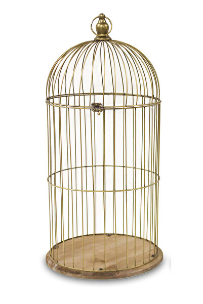DecoDepot Metal cage, wooden base, 72x33cm