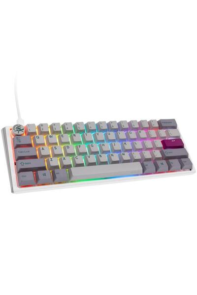 Ducky O tastatură de gaming mini 3 Mist Grey, RGB, USB cu fir, Cherry MX Ergo...