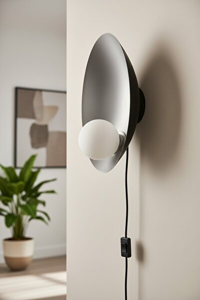 Bamyum Wide Black Metal Plug-In Sconce Kitchen Indoor Living Room Cafe Office...