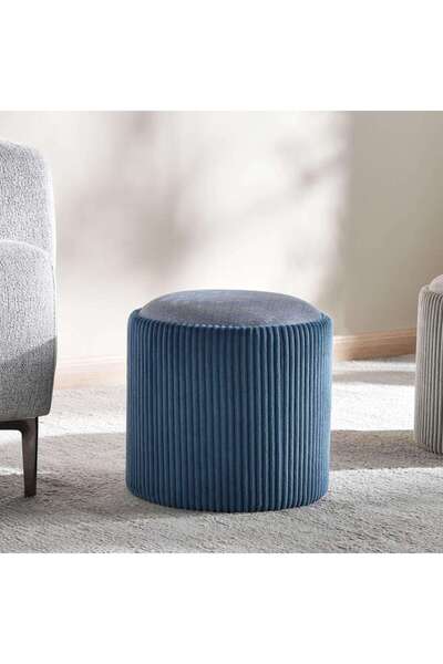PAN HOME Arianna Ribbed Pouf With Storage 31x31x32cm - Blue