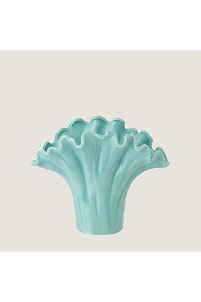 Chakra Vază din porțelan ÇiÇek Form Verde Mare (24X13X19,5Cm) Natural