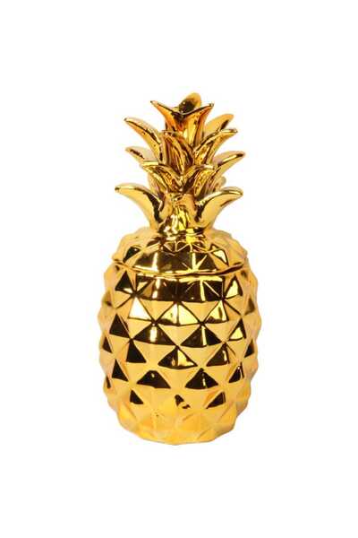 Goliat Cutie ceramică mare, în formă de ananas, de culoare aurie.