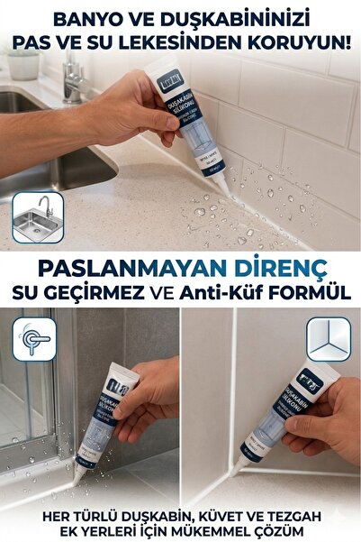 Primeaks 50 ML Şeffaf Duşakabin Silikonu | Kararma ve Sararma Yapmaz | Tabanc...