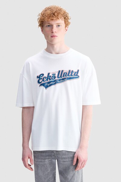 ecko unltd. City Oversize Crew Neck Printed Embroidered 100% Cotton Men's Whi...