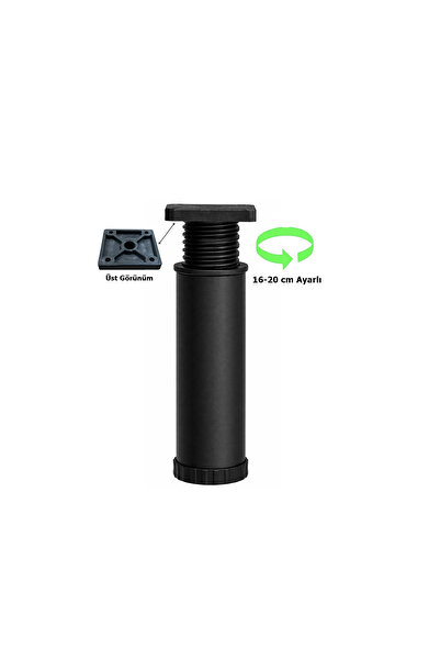 EYMEN YAPI Metal Mobilya Koltuk 16 -20 cm Ayarlı Orta Destek Ayağı Mat Siyah