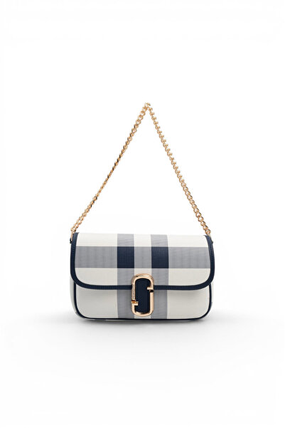 Silver Polo White - Navy Blue Plaid Women's Shoulder Bag Sp1171