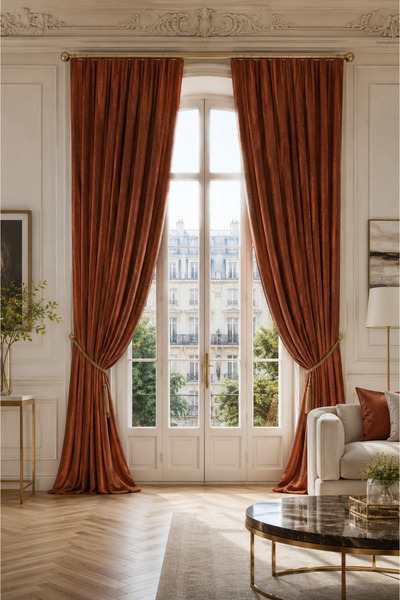 perdra Draperie Premium Terracotta | Design Elegant și Textură Sofisticată | ...