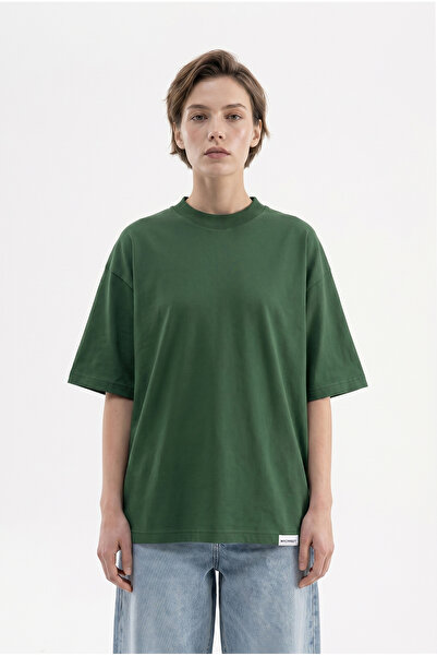 Machinist Tricou de damă Basic Oversize din bumbac jerseu verde Nefti