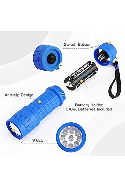 OEM Lanternă LED Portabilă 9 LED-uri, cu Baterii Incluse, Rezistentă la Apă, ...