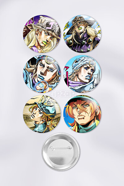 ZipZap Steel Ball Run JoJo Anime Animasyon Çanta Rozet İğneli Buton Rozet Set...