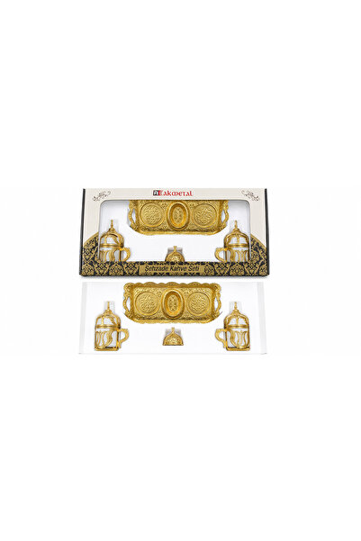 EKİM TOYS Şehzade 2-Person Turkish Coffee Cup Set – Gold Embellished Luxury P...