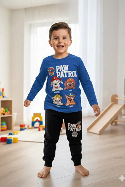 NOBLEKIDS Boy's Paw Oil Printed Thin Tracksuit Set Blue