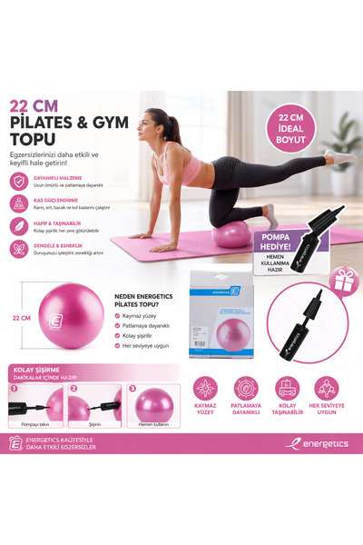 Energetics Pena ružičasta lopta za pilates 22 cm