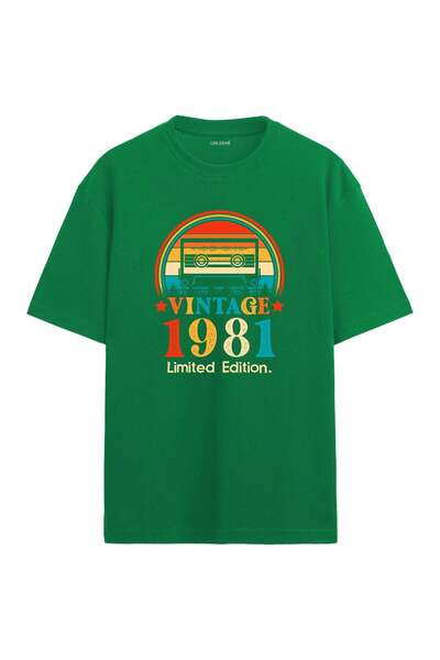 Colermi تي شيرت 1981 Mixtape ذو ياقة مستديرة ومقاس كبير بتصميم عتيق