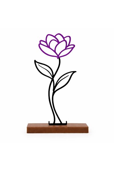 OEM Decorațiune florală modernă Linea Bloom, imprimată 3D, 21 cm, mov