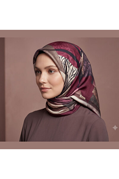 Picasso Silk Look Plum Crystal Scarf – Twill Stylish Design 90X90