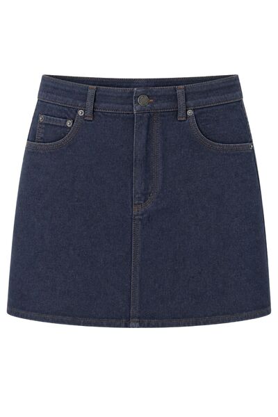 Hiccup MIXRAY Fustă mini din denim cu talie înaltă și închidere cu buton
