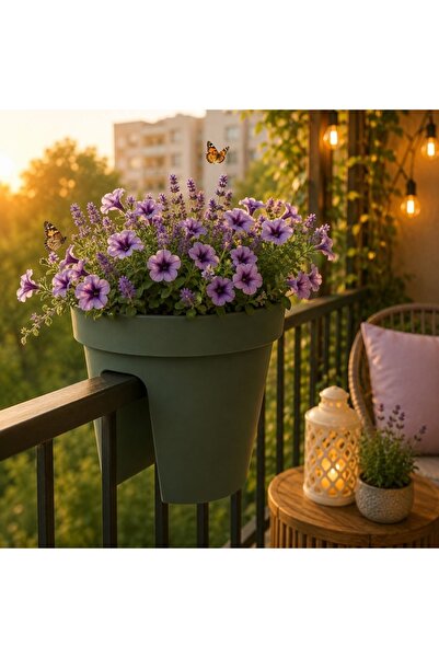Koopman Ghiveci suspendat pentru balustradă, Flower Bridge, 28 cm, verde înch...