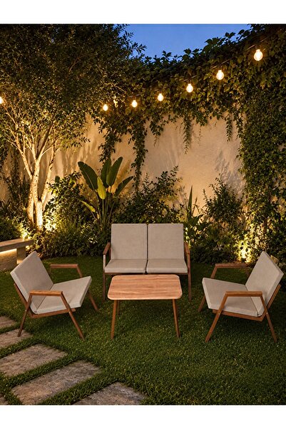 Dekoroom's VİENTO 2-1-1 BAHÇE BALKON MOBİLYASI,SEHPALI, KAHVE İSKELET KUMAŞ R...