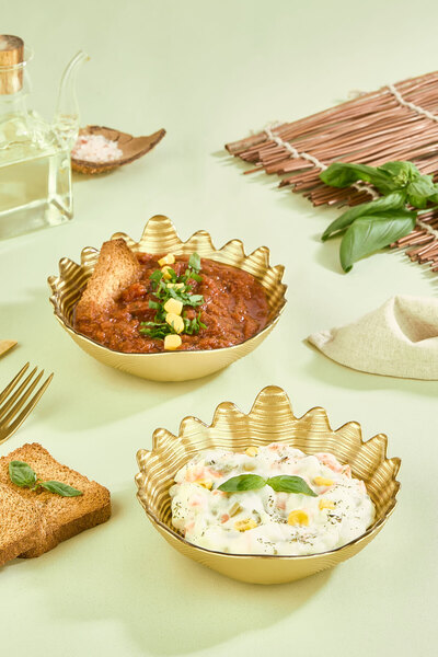 Lora Bianca طقم أطباق تقديم المقبلات الزجاجية الصغيرة من كورا، ذهبية اللون، م...