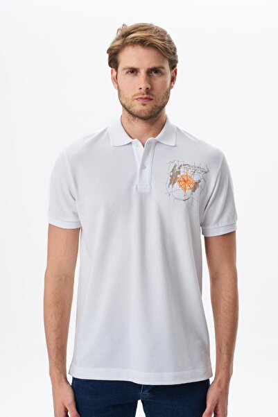 Arma Men's White Regular Fit Printed 100% Cotton Pique Polo Neck T-Shirt Y 29...