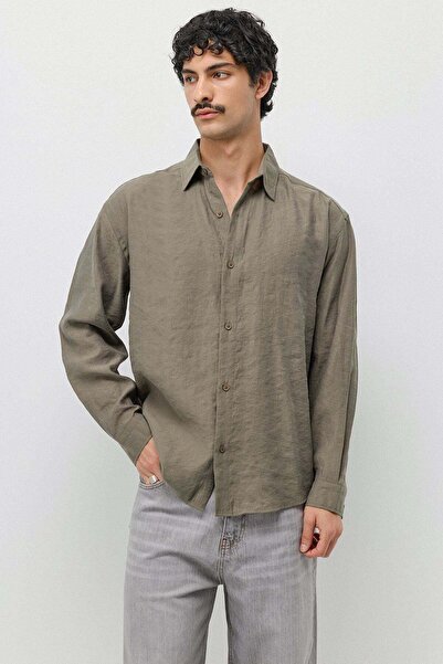 VAMOSCLO Flowy oversize modal blend shirt khaki