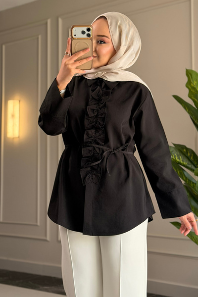 Suede Style 6535 - Cămașă de damă elegantă și confortabilă, cu detalii cu vol...