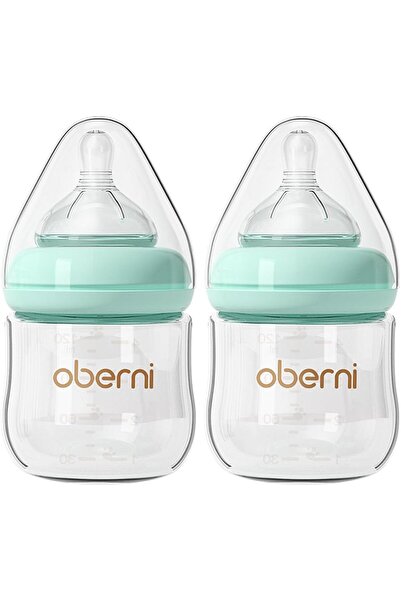 OEM Sticlă sticlă pentru bebeluși anti-colici, set de 2 bucăți, albastru, 120 ml
