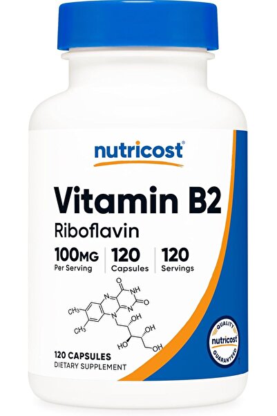 Nutricost فيتامين ب2 (ريبوفلافين) 100 ملغ، 120 كبسولة - خالٍ من الغلوتين وغير...