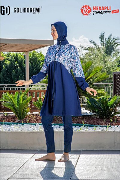 gd goldoremi ملابس سباحة نسائية فاخرة مقاس كبير بقصة بيضاوية وسحاب أمامي ومرن...