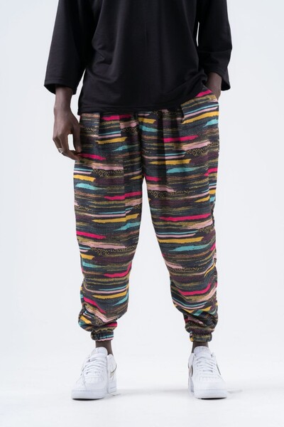 FıttingRoom Elastic Waist Pleated Patterned Half-Shalwar