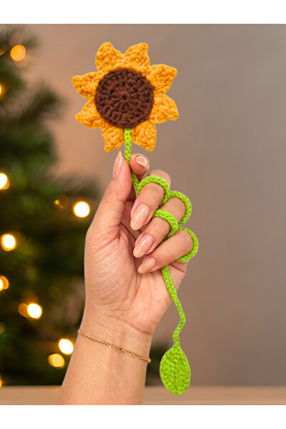Huggy Craft Amigurumi El Yapımı Ayçiçeği Kitap Ayracı (Yüksek Kaliteli Malzem...