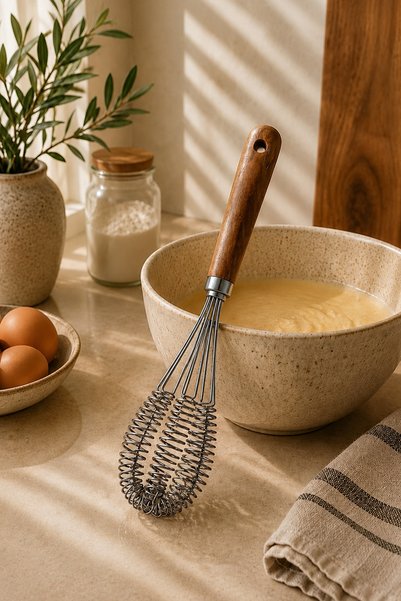 Destpak Turbo Whisk - High Performance Extra Quality Whisk - Spring-Loaded Mechanism - Extra Foaming - Acacia Handle