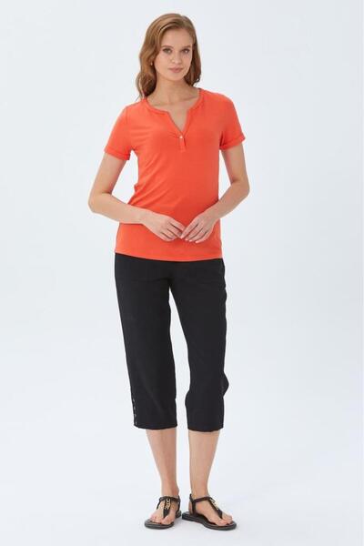 İKİLER Beli Çıtçıtlı Paçası Kuşgozu Detaylı Pantolon 026-3509