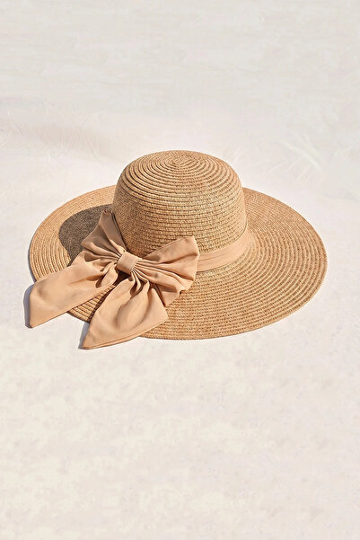 Madame Polo Ribbon Straw Hat - Dark Beige