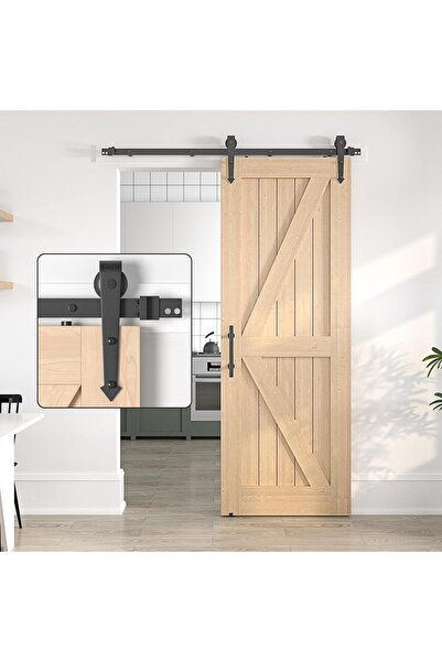 OEM Sistem de uși glisante tip Barn Door Loft, șină neagră, set 274 cm