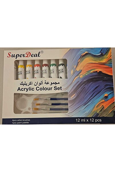 Super deal Acrylic Colour Set with 4pcs artist brushes &1 pcs paint palette