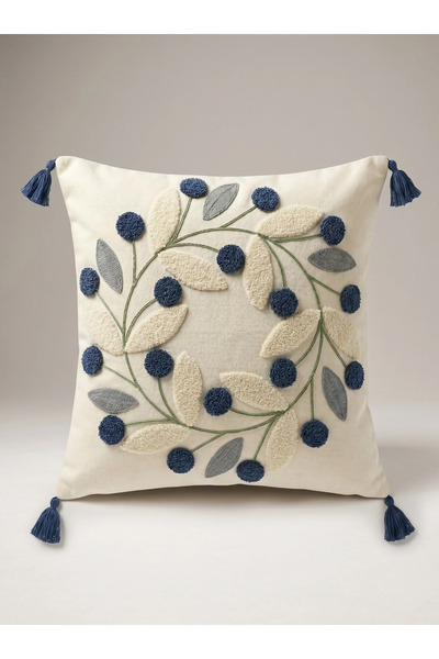 Comfort Craft Punch Nakışlı Buldan Bezi Çiçek Motifli Kırlent Kılıfı - 43x43 ...