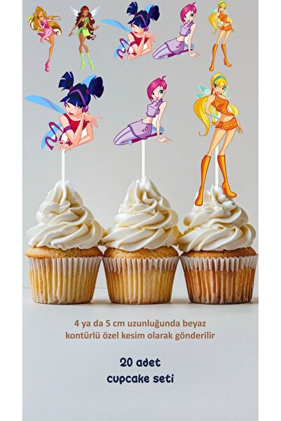 Sinek Kupası Tasarım Winx Club Themed Concept Toothpick Cupcake Decoration Bi...
