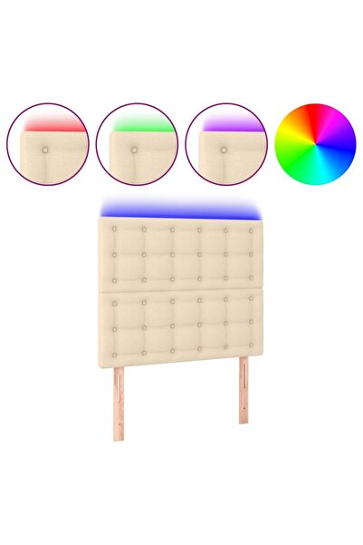 vidaxl Tăblie de pat cu LED, crem, 100x5x118/128 cm, textil