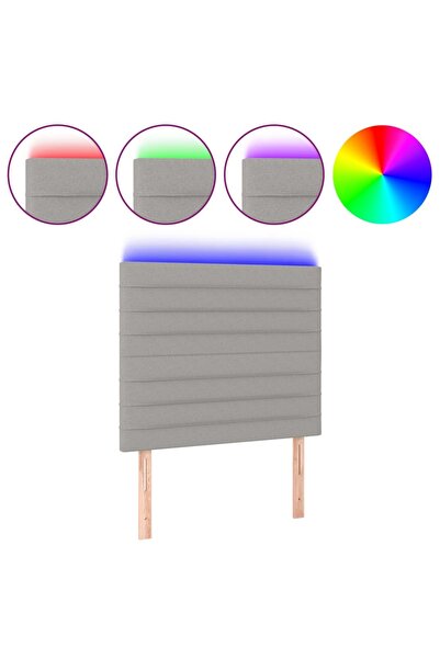 vidaxl Tăblie de pat cu LED, gri deschis, 90x5x118/128 cm, textil