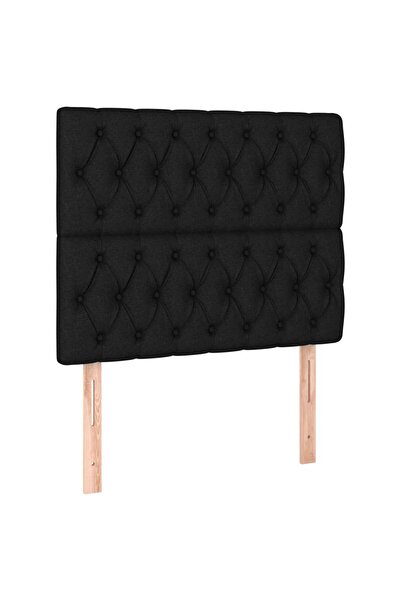 vidaxl Tăblie de pat neagră 100x7x118/128 cm, material textil