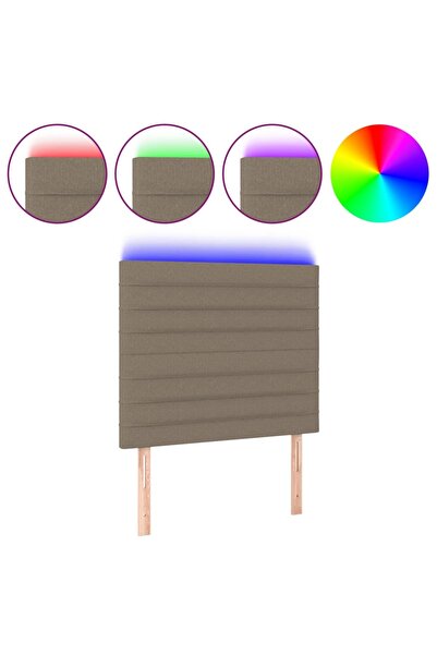 vidaxl Tăblie de pat cu LED, gri taupe, 100x5x118/128 cm, textil