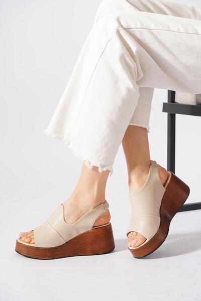 Moda Pie Loresan wide cross strap women's sandal beige skin
