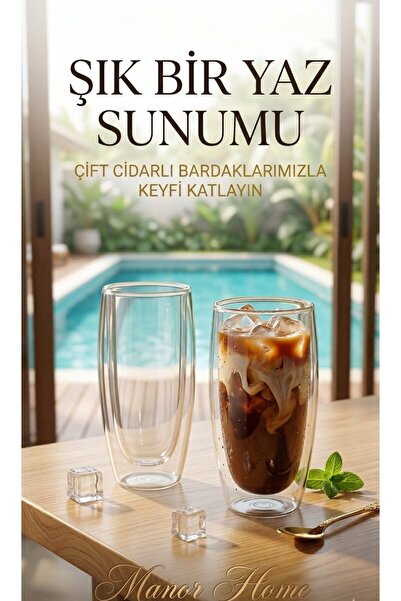 Çift Cidarlı Uzun Sunum Bardağı (2 Adet)