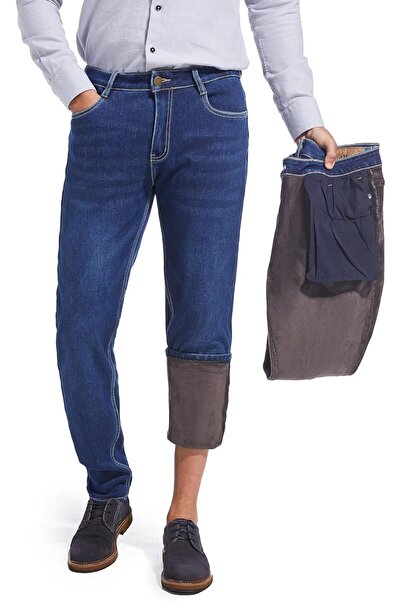 OEM Blugi Termici Pentru Bărbați Căptușiți Cu Polar Tapered Slim Fit Bleumari...