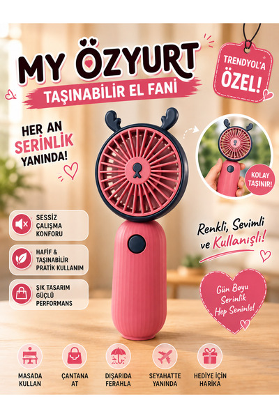 MYÖZYURT Sessiz Mini El Masa Fan Vantilatör Turbo Üfleme Kademe Taşınabilir Fan