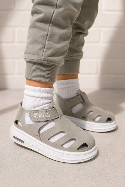 ALTUNTAŞ Unisex Erkek Kız Çocuk Rahat Taban Günlük Sandalet Haki