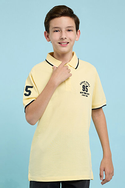R&B Print Detail Polo T-Shirt with Short Sleeves